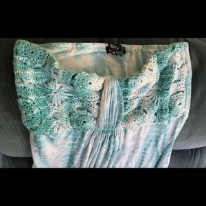 Sky Brand off the shoulder tie dye crochet  dress M medium